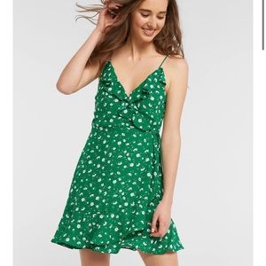 M Boutique | Le Lis Green Floral Wrap Dress